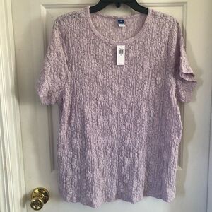 Old Navy textured lavender purple short-sleeve top Lace 2x Stretch NWT